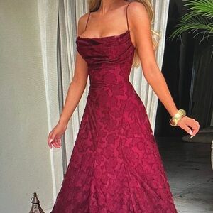 Elegant Burgundy Evening Gown